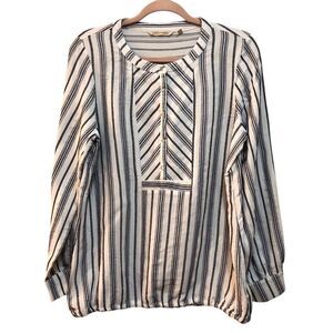 2/$30 Soft Surroundings Women’s Top Sz M Striped Blouse - Black and White